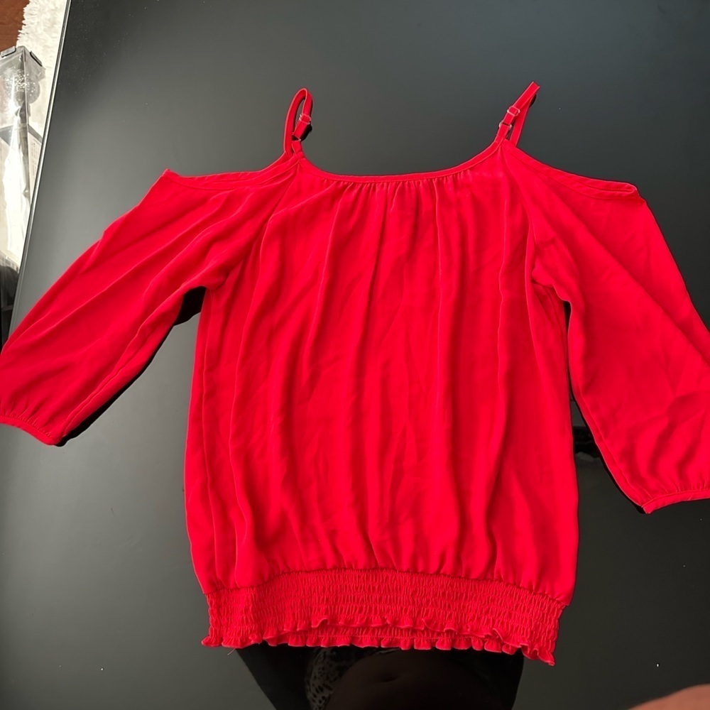 BCX Scarlet Blouse with Geometric Accents - Picture 2 of 3